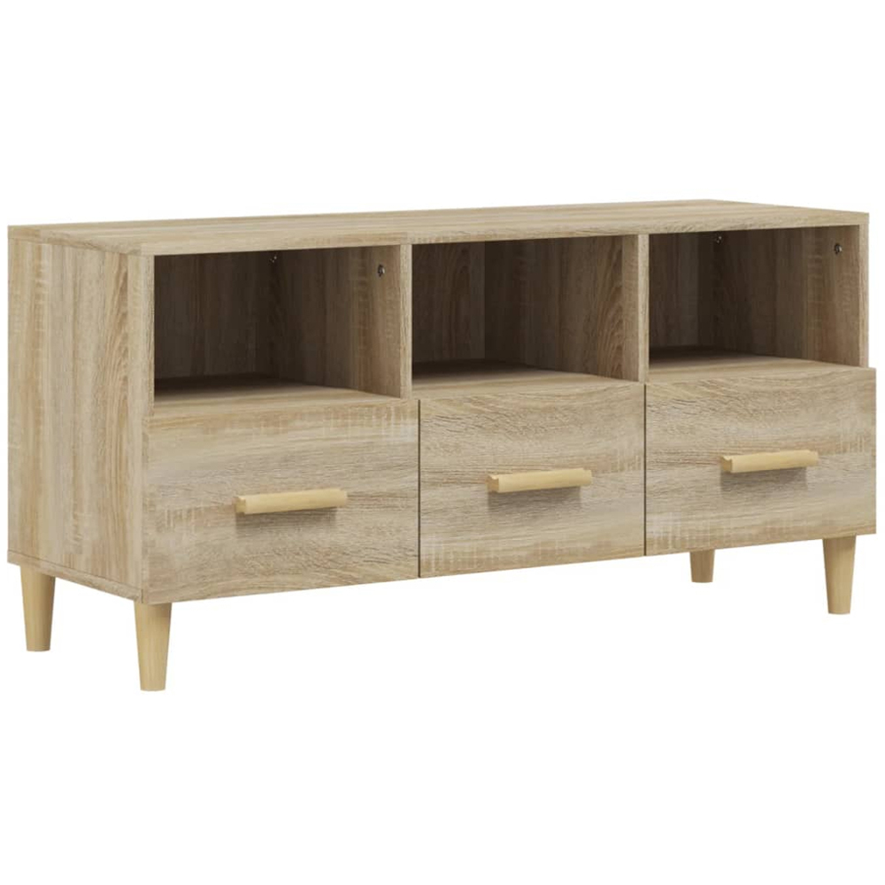 vidaXL 3 Drawer 3 Shelf Sonoma Oak TV Cabinet Image 2