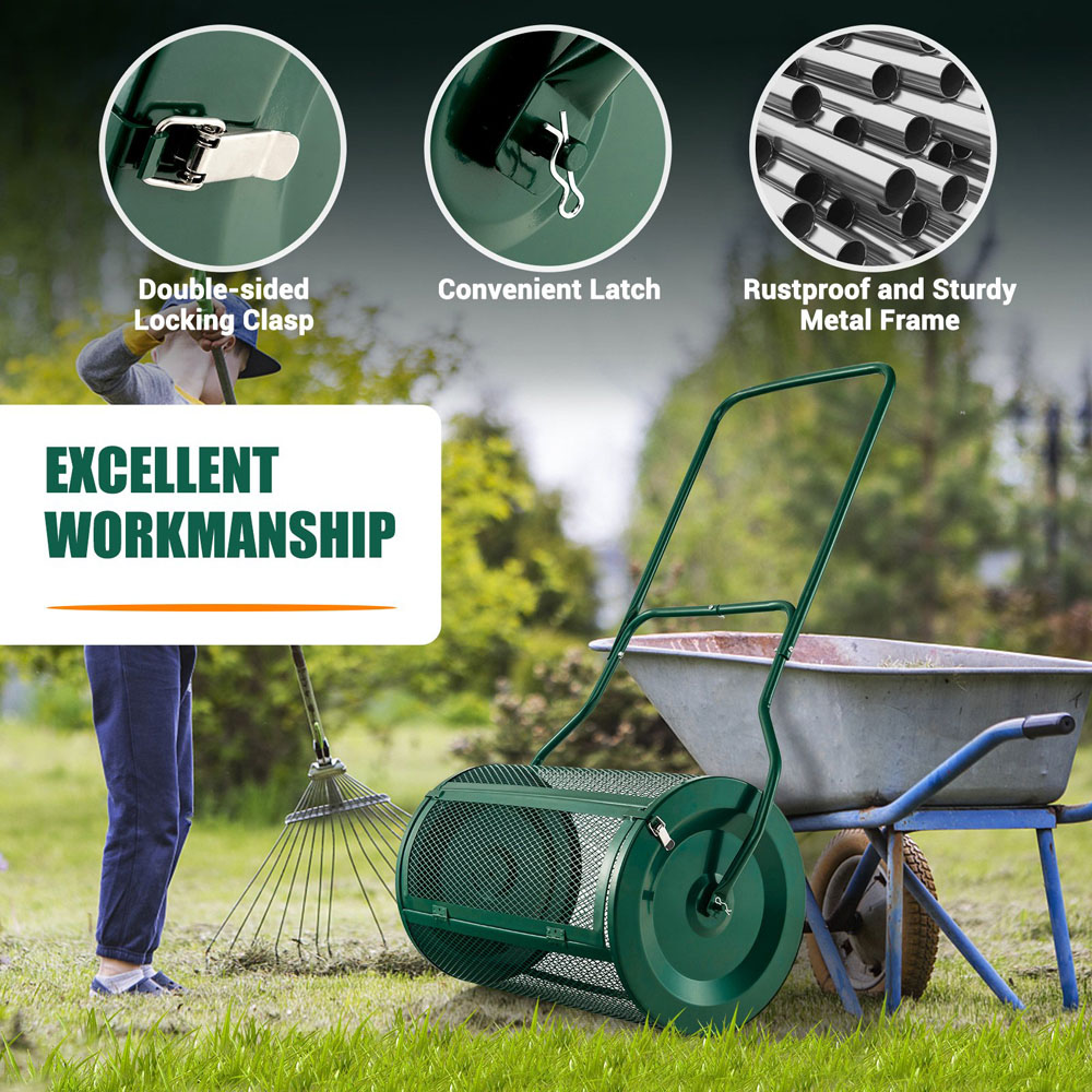 Costway Green Compost Spreader with Upgrade U Shaped Handle Image 4