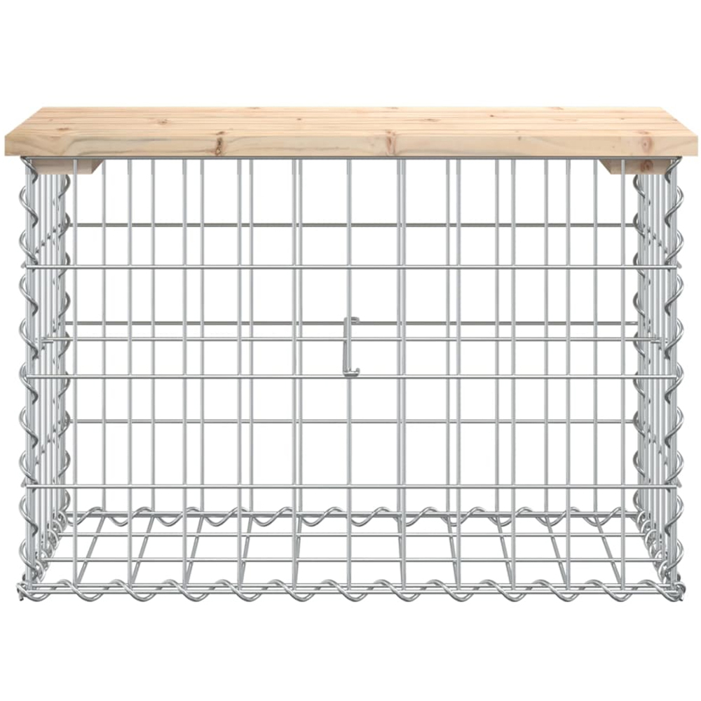 vidaXL Natural Solid Pine Wood Gabion Design Garden Bench 63 x 31.5 x 42cm Image 2