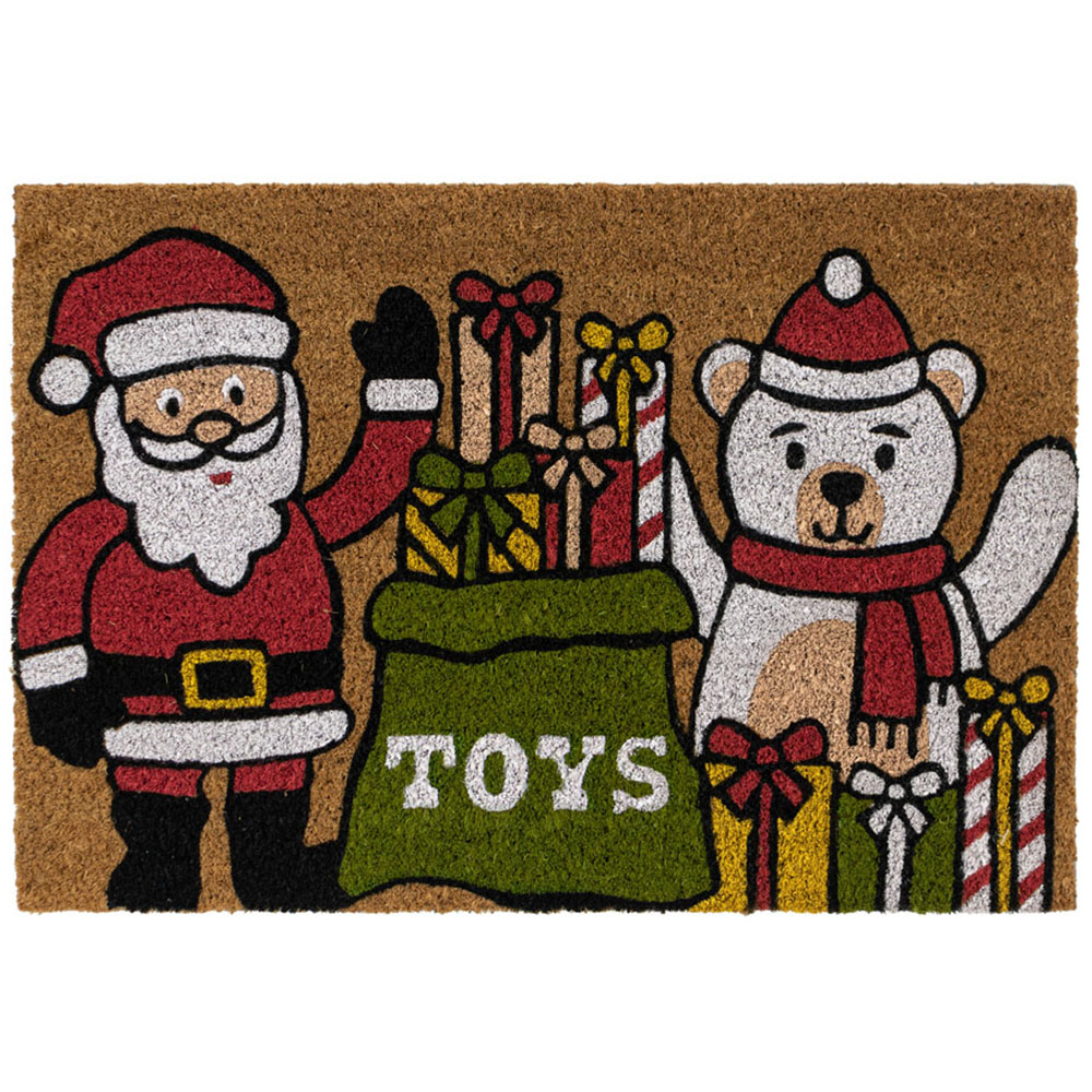 JVL Latex Backed Coir Santa Entrance Doormat 40 x 58cm Image 1
