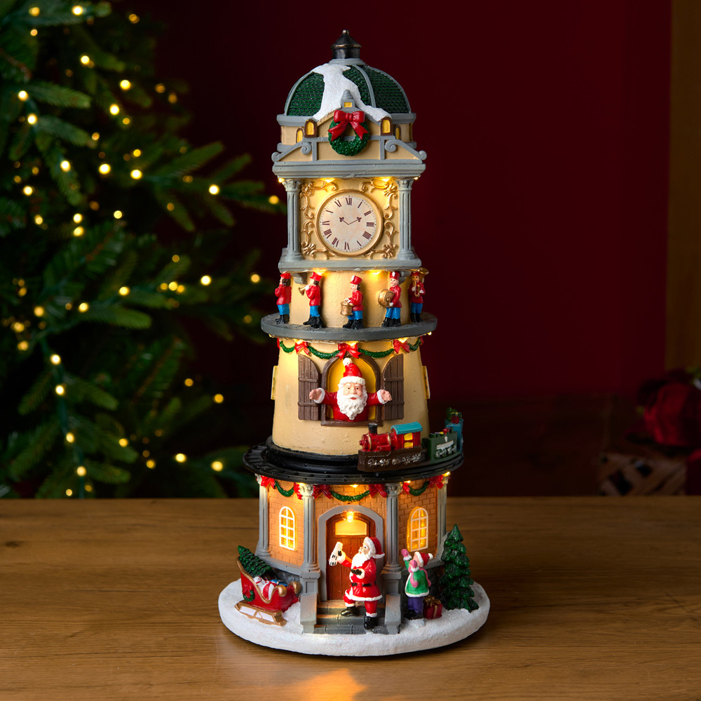 LED Christmas Clock Tower Model Image 2