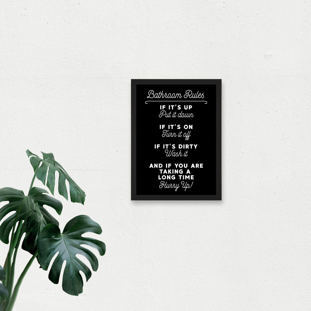 Artery8 A4 Black Funny Bathroom Toilet Rules Sign Framed Wall Art Print 21 x 29.7cm Image 3