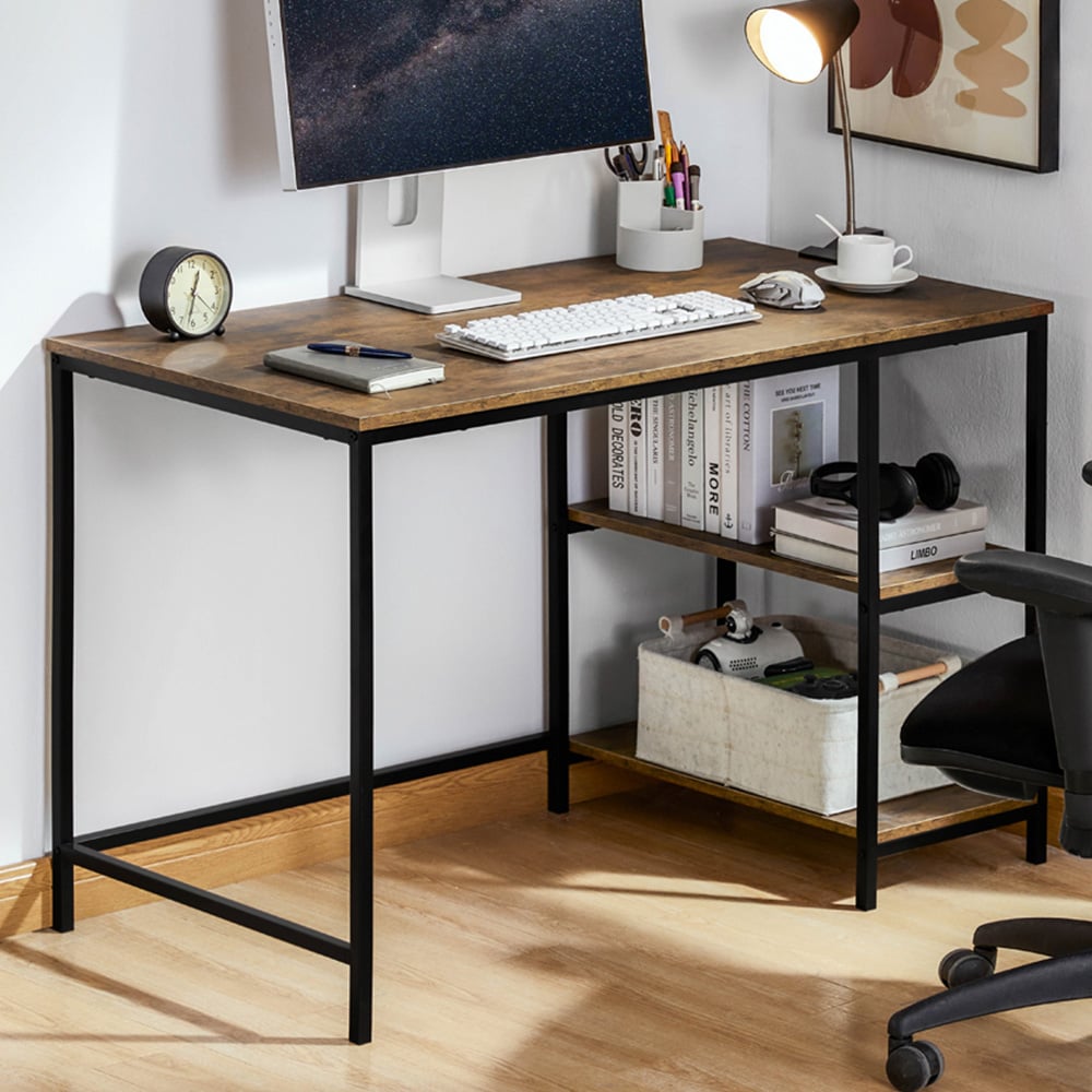 Vida Designs Brooklyn 2 Shelves Desk Dark Wood Image 1