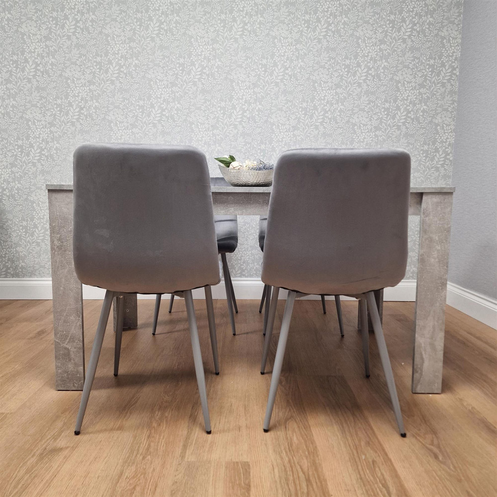 Kosy Koala 4 Seater Grey Stone Effect Velvet Dining Set Image 4