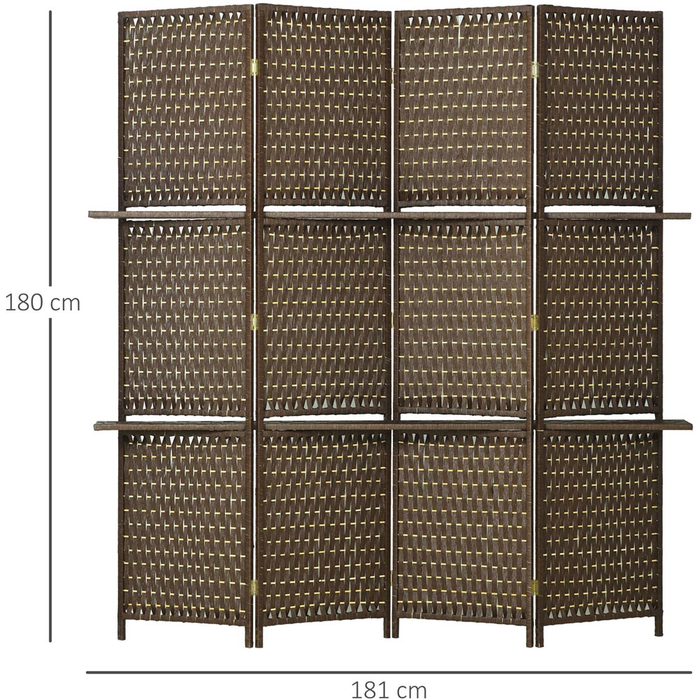 Portland 4 Panel Brown Folding Room Privacy Screen with Shelf 180 x 181cm Image 9