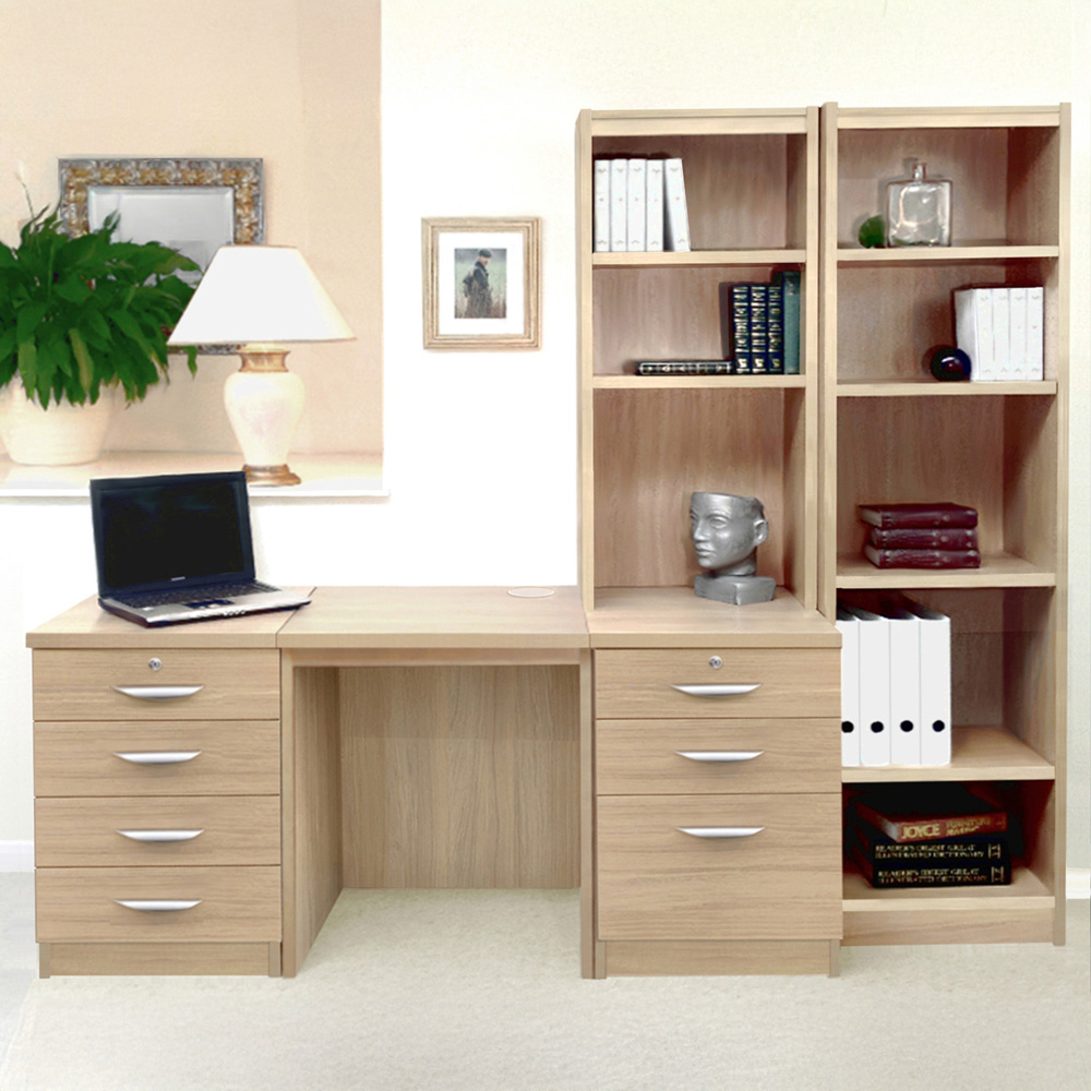 R White Cabinets SET-15-IN-ST Desk Drawer Unit and Hutch Narrow Bookcase Home Office Furniture Set Image 1