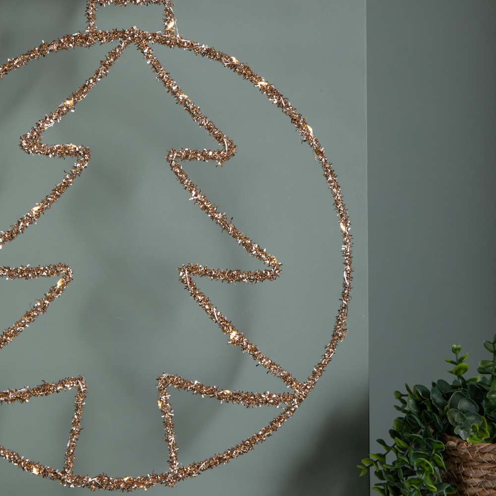 Samuel Alexander Warm White Twinkling LED Light Up Gold Tree Ball Hanging Christmas Decoration Image 4