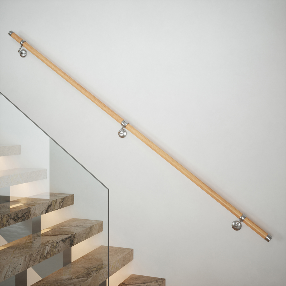 Woodworx Oak Wood Stair Hand Rail Kit 2.4m Image 6