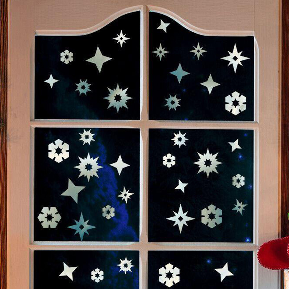 Walplus Christmas Silver Bling Snowflakes Self Adhesive Wall Stickers 60 Piece Image 4