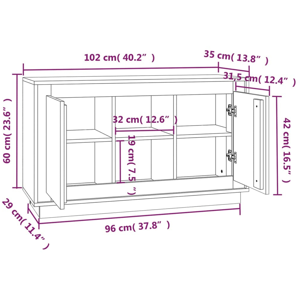 vidaXL 2 Door 2 Shelf Concrete Grey Wooden Sideboard Image 8