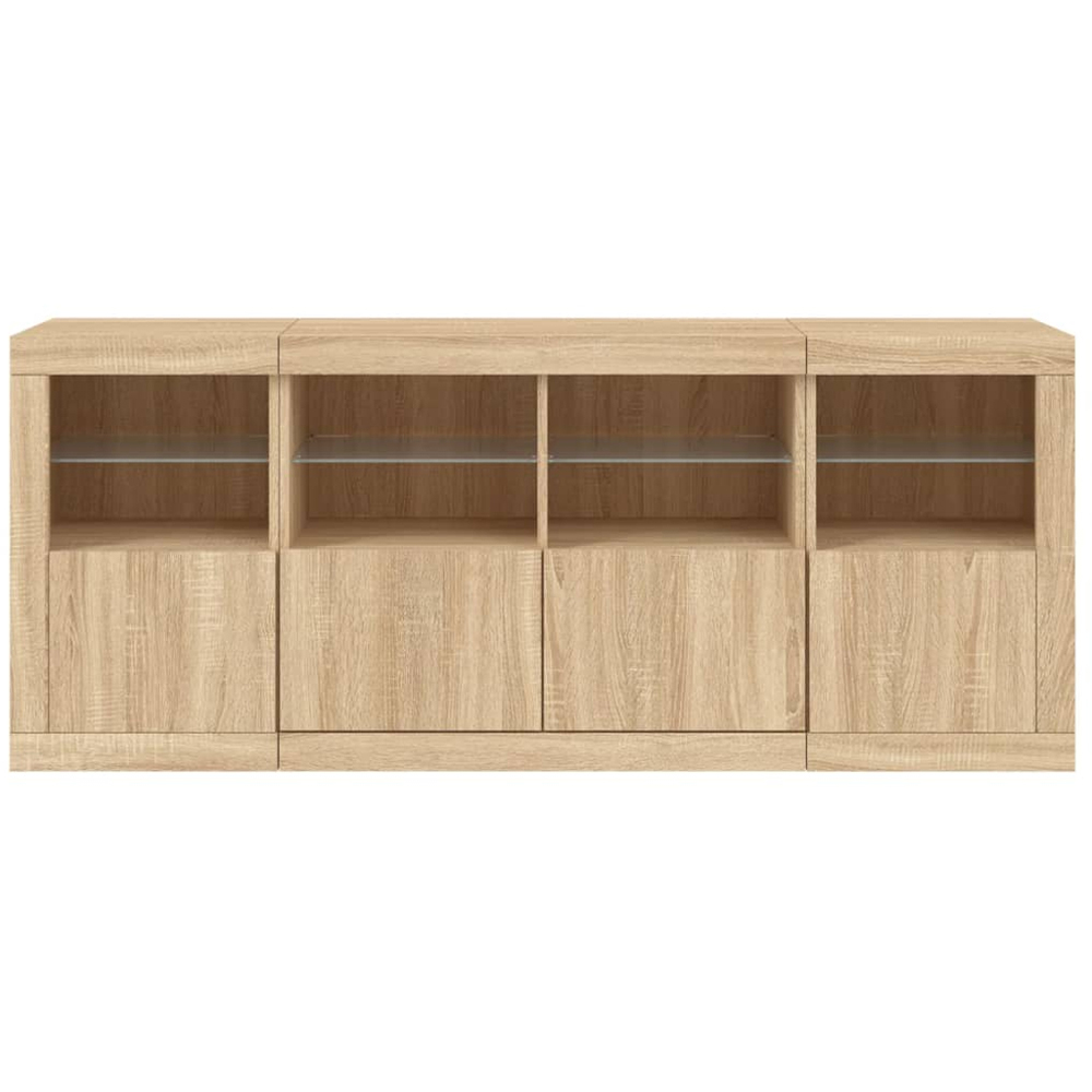 vidaXL 4 Door 8 Shelf Sonoma Oak Sideboard with LED Lights Image 6