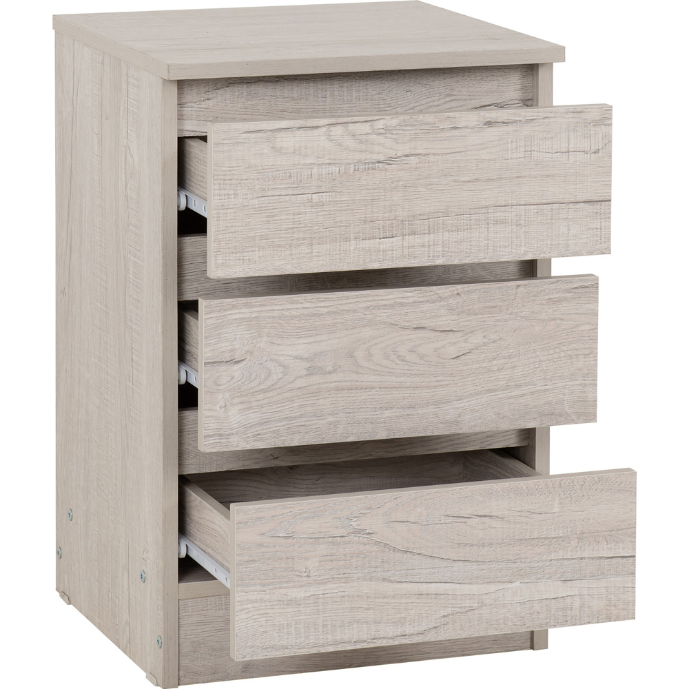 Seconique Malvern 3 Drawer Urban Snow Bedside Table Image 4