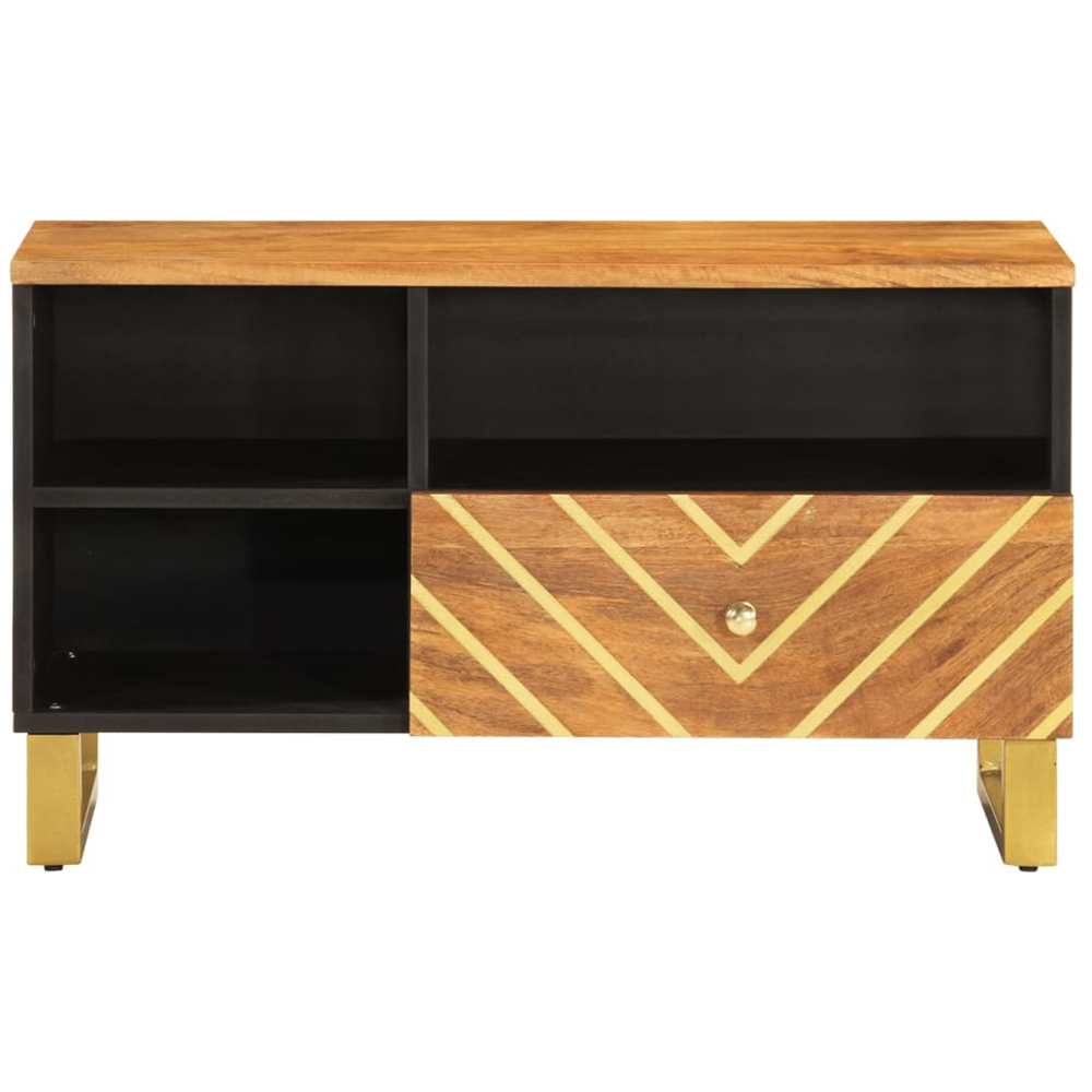 vidaXL Single Drawer 3 Open Shelf TV Cabinet with Metal Legs Image 4
