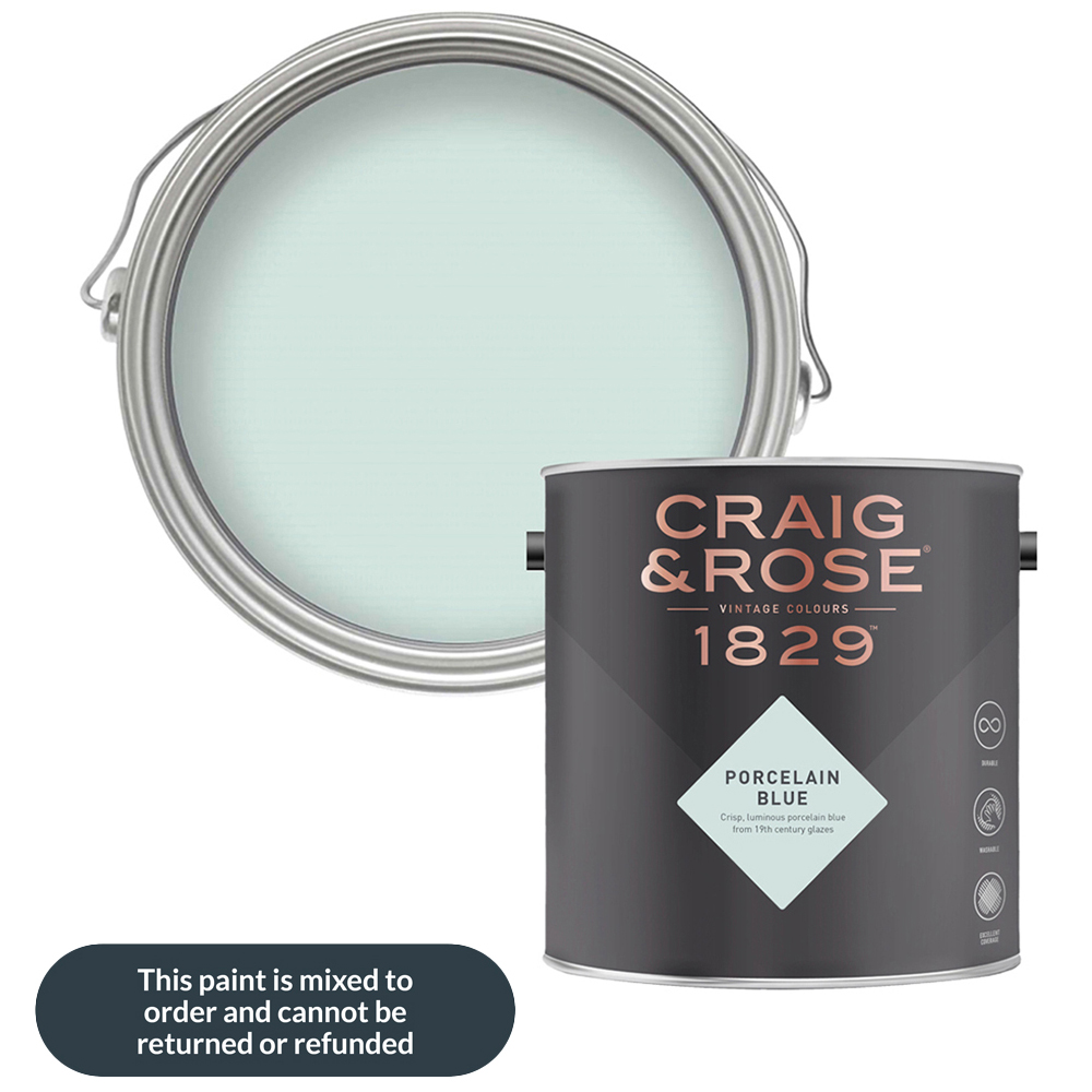 Craig & Rose Walls and Ceilings Porcelain Blue Chalky Emulsion Paint 5L Image 1