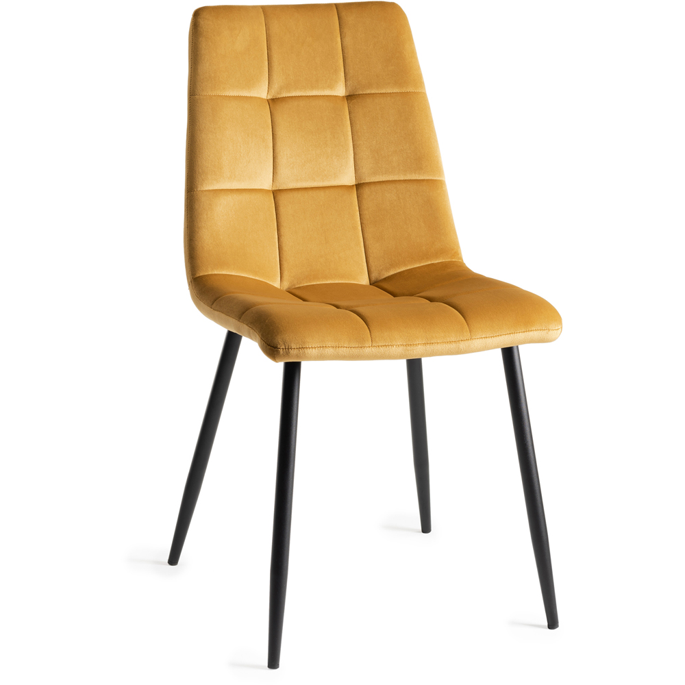 Bentley Designs Mondrian Set of 2 Mustard Velvet Dining Chair Image 2