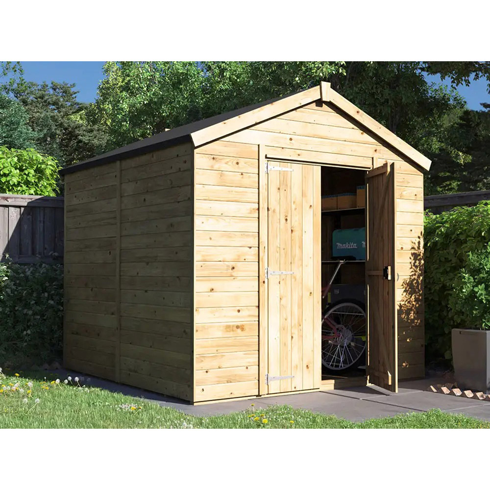 Dunster House Overlord 8 x 8ft Modular Brown Apex Bike Shed Image 2