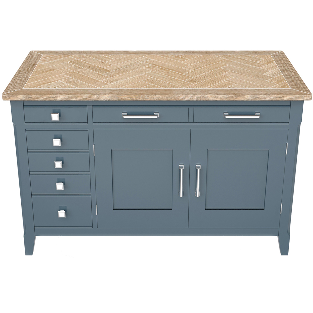 Baumhaus Signature 2 Door 5 Drawer Blue Hidden Home Office Desk Image 3