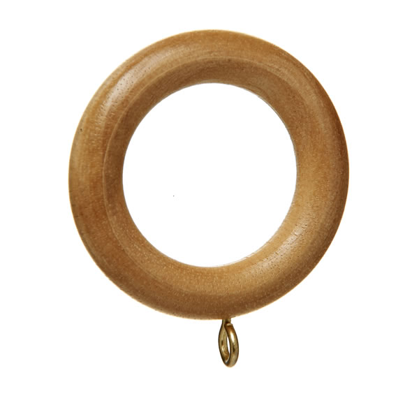 Wilko 4 pack 28mm Natural Wood Effect Curtain Pole  Rings Image