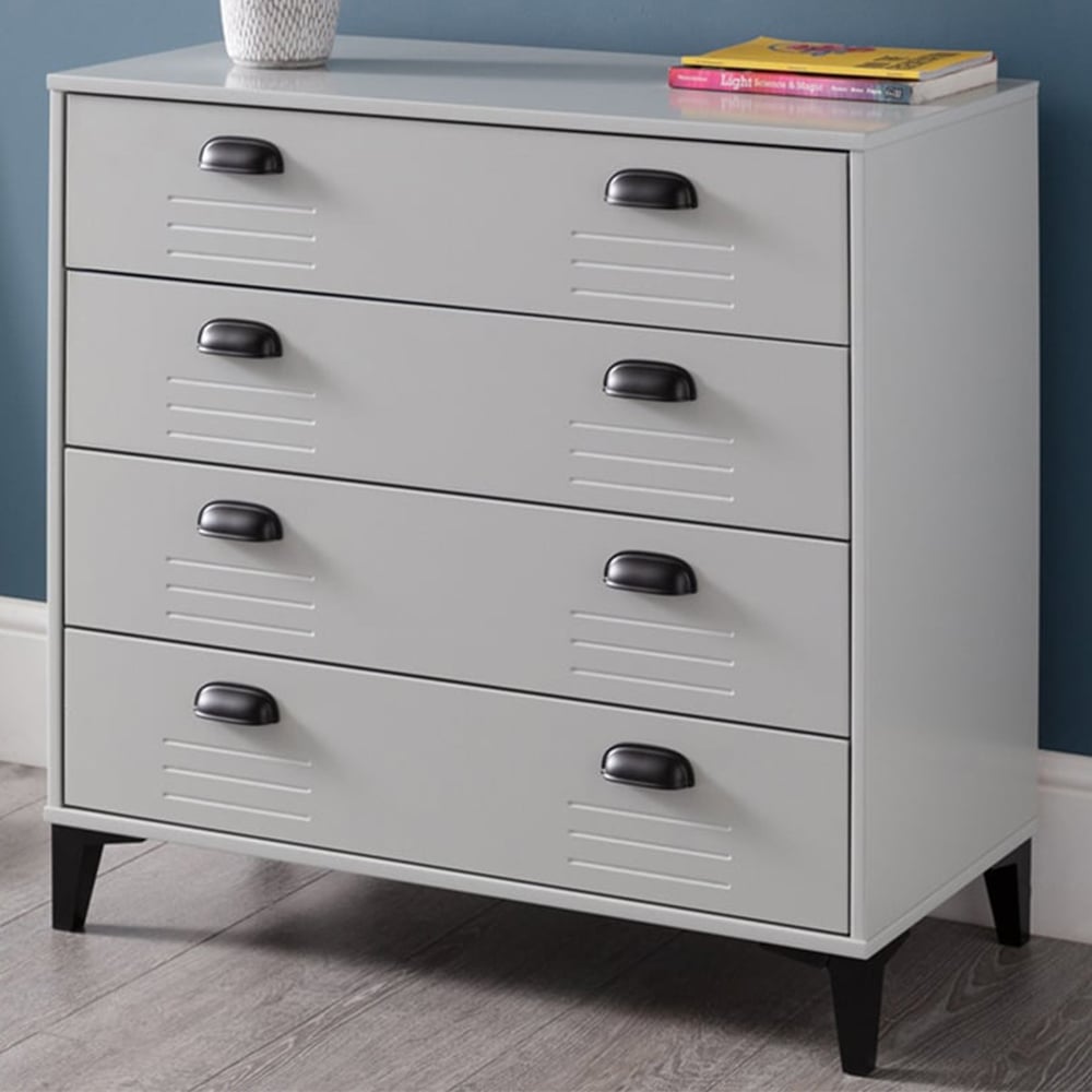 Julian Bowen Lakers 4 Drawer Locker Effect Chest of Drawers Image 1