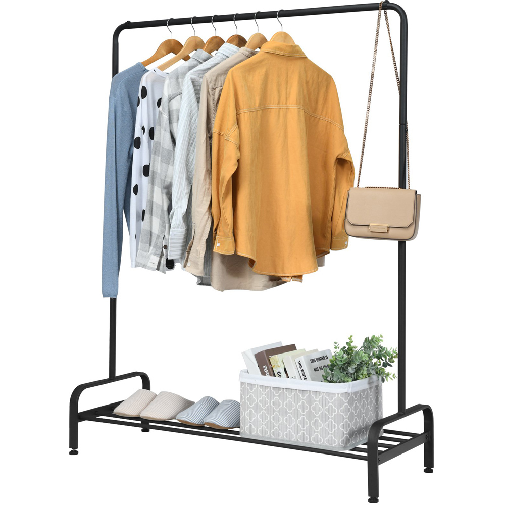 Costway Single Shelf Metal Garment Rack with Hanging Rail Image 3