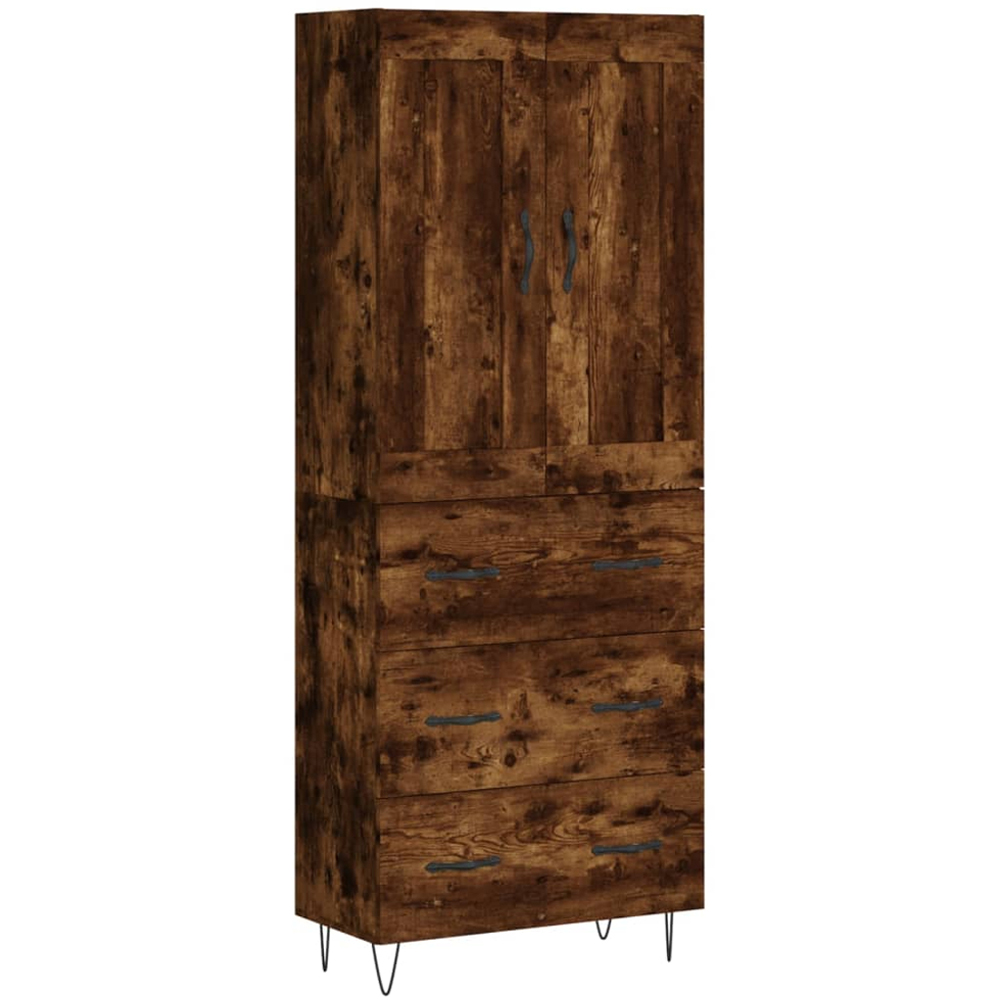 vidaXL 2 Door 3 Drawer Smoked Oak Highboard Image 2