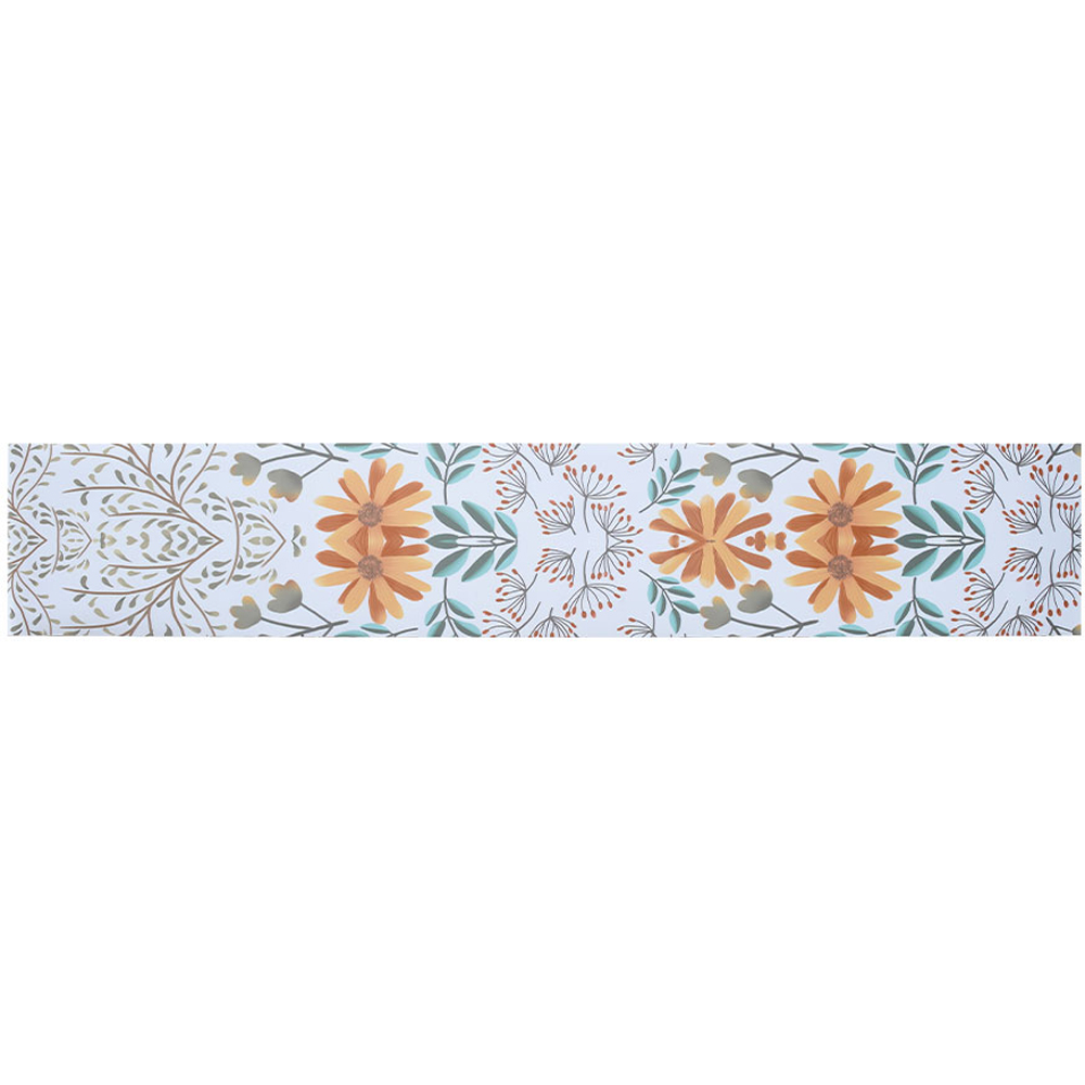 Living and Home Floral Pattern Orange Self-Adhesive Peel and Stick Stair Riser Sticker 12 Pack Image 3