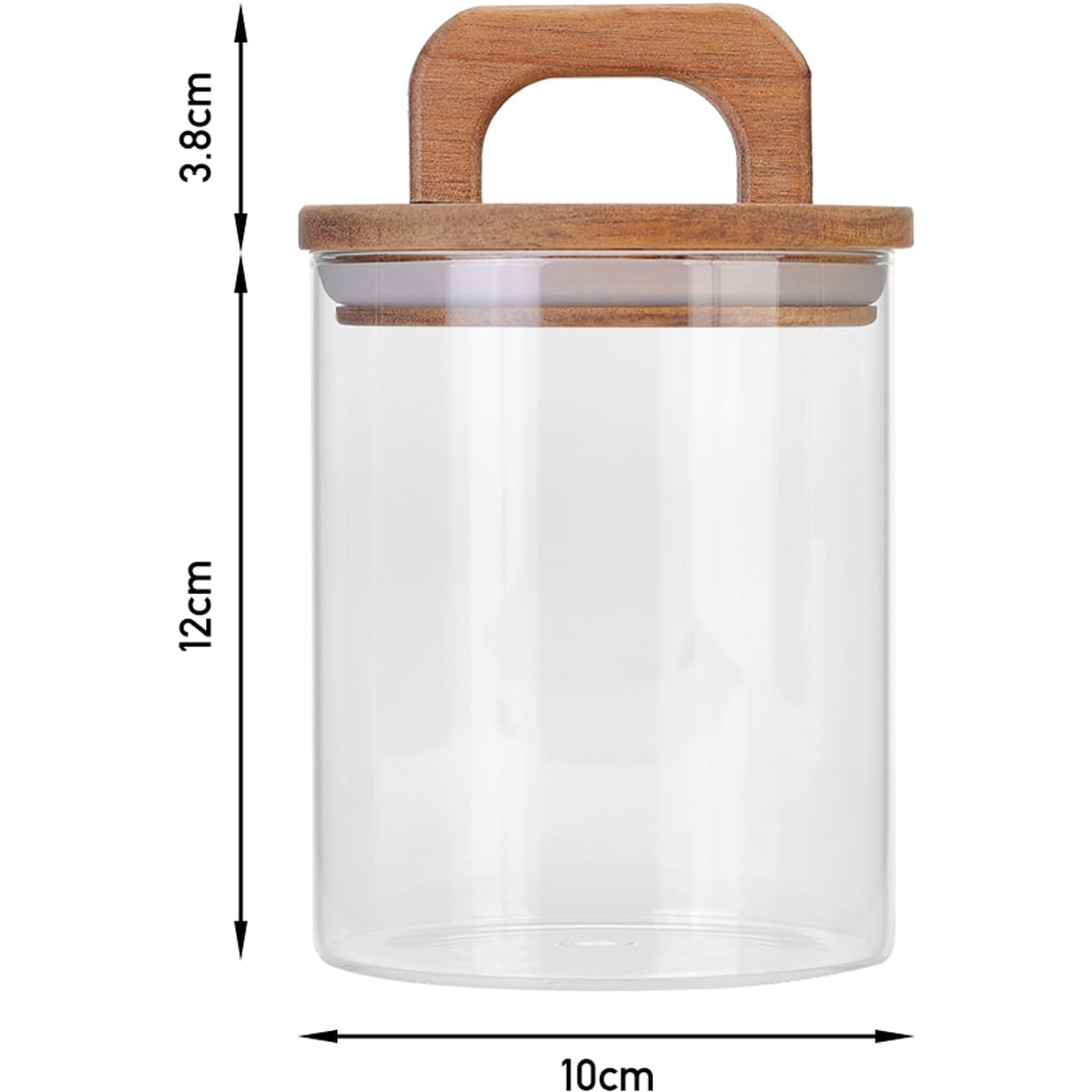 Living and Home Clear Glass Storage Jar with Wooden Lid 800ml Image 5