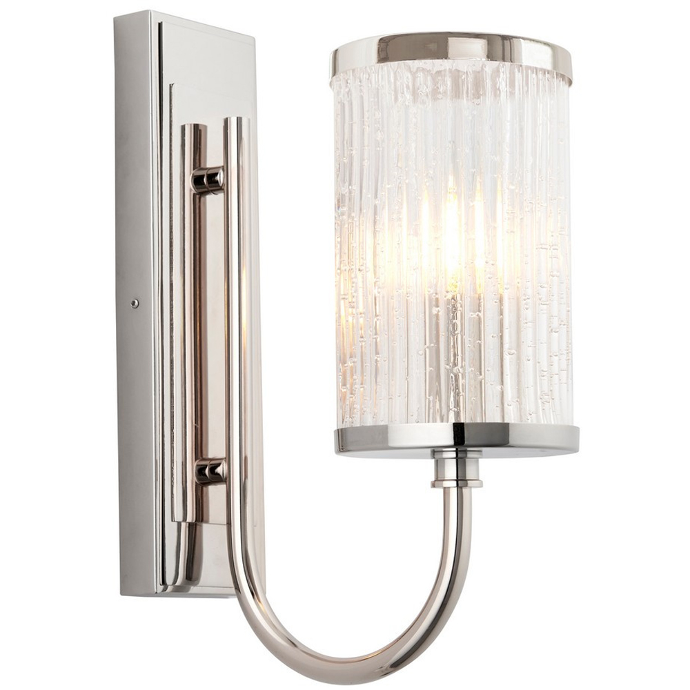 Merano Genoa Ribbed Bubble Glass Nickel Plate Wall Lamp Image 3