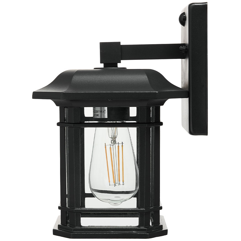 Living and Home Black Aluminium Waterproof Motion Sensor Outdoor Wall Light with Glass Shade Image 3