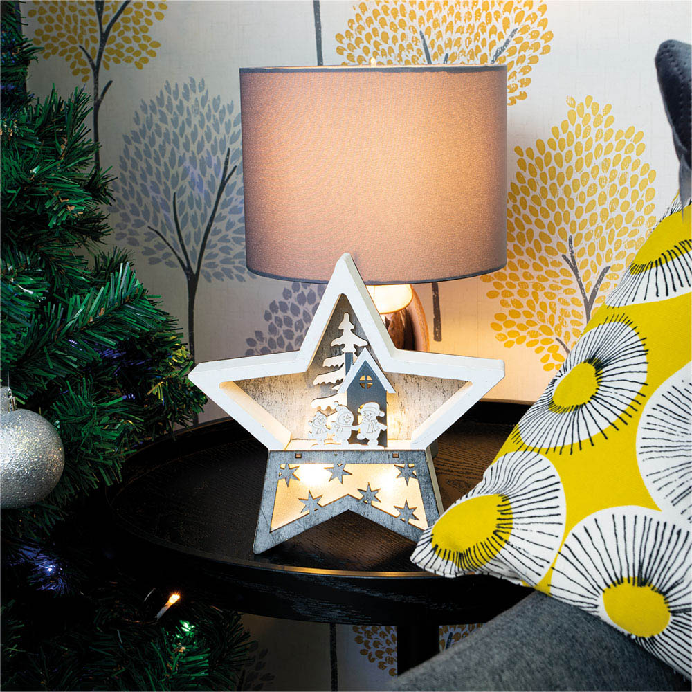 Xmas Haus Multicolour Festive Light Up Wooden Christmas Star Image 4