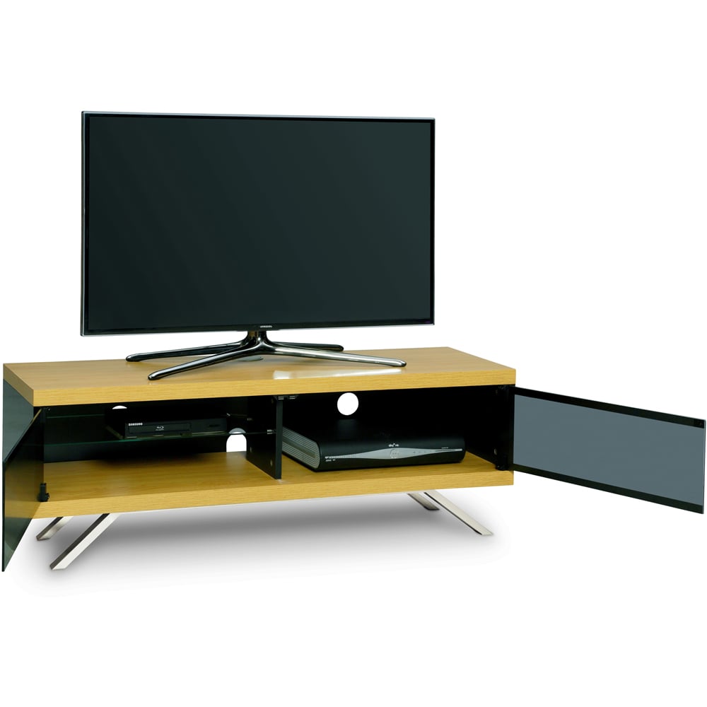 MDA Designs Tucana 1200 Hybrid 2 Drawer Oak TV Cabinet Image 5