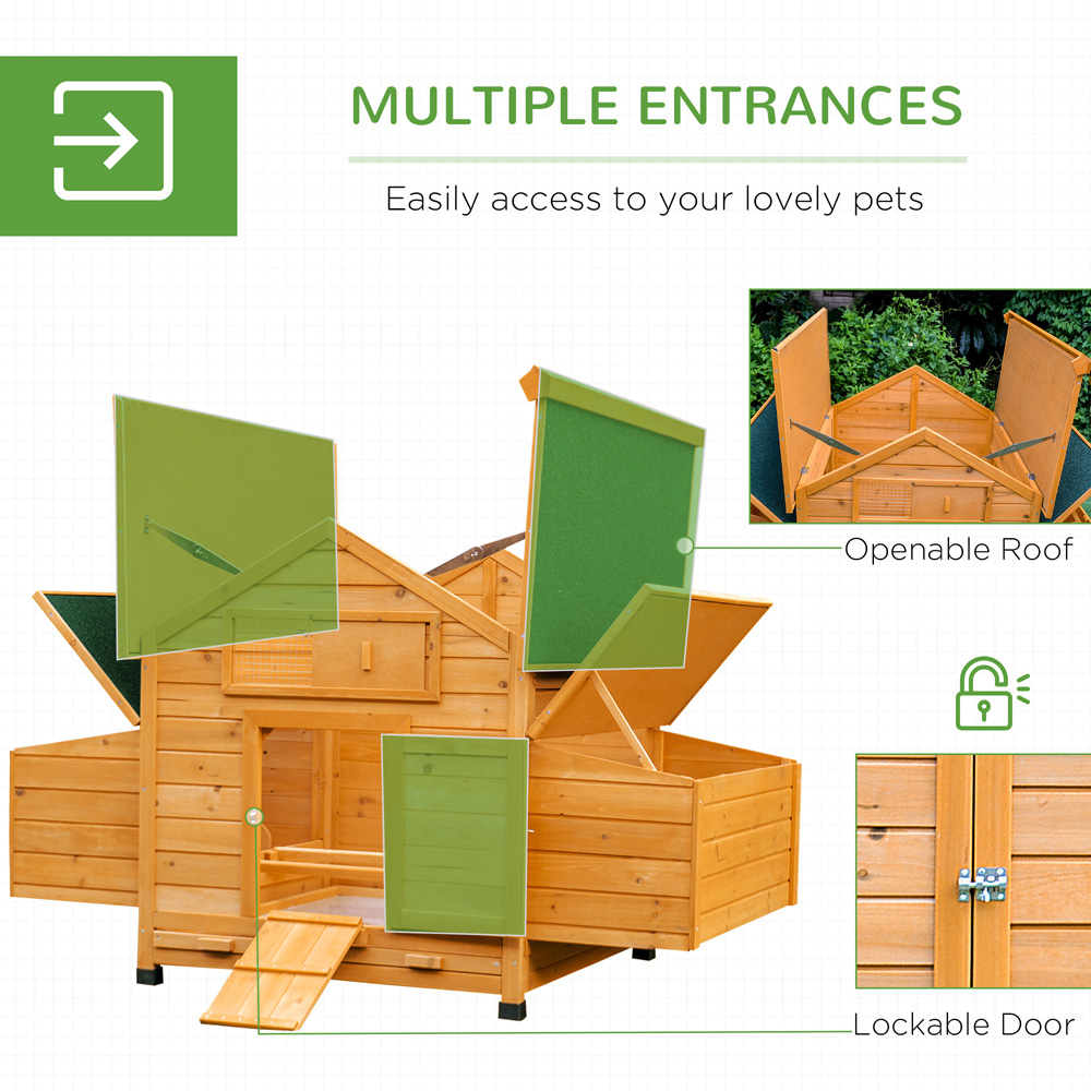 PawHut Wooden Yellow Chicken Coop with Nesting Boxes Image 5
