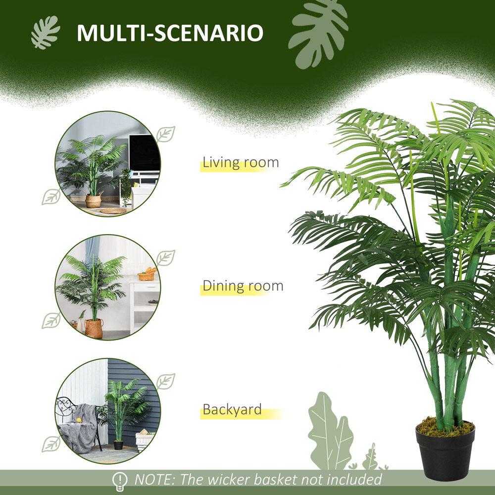 Outsunny Tropical Palm Tree Artificial Plant In Pot 4ft Image 4