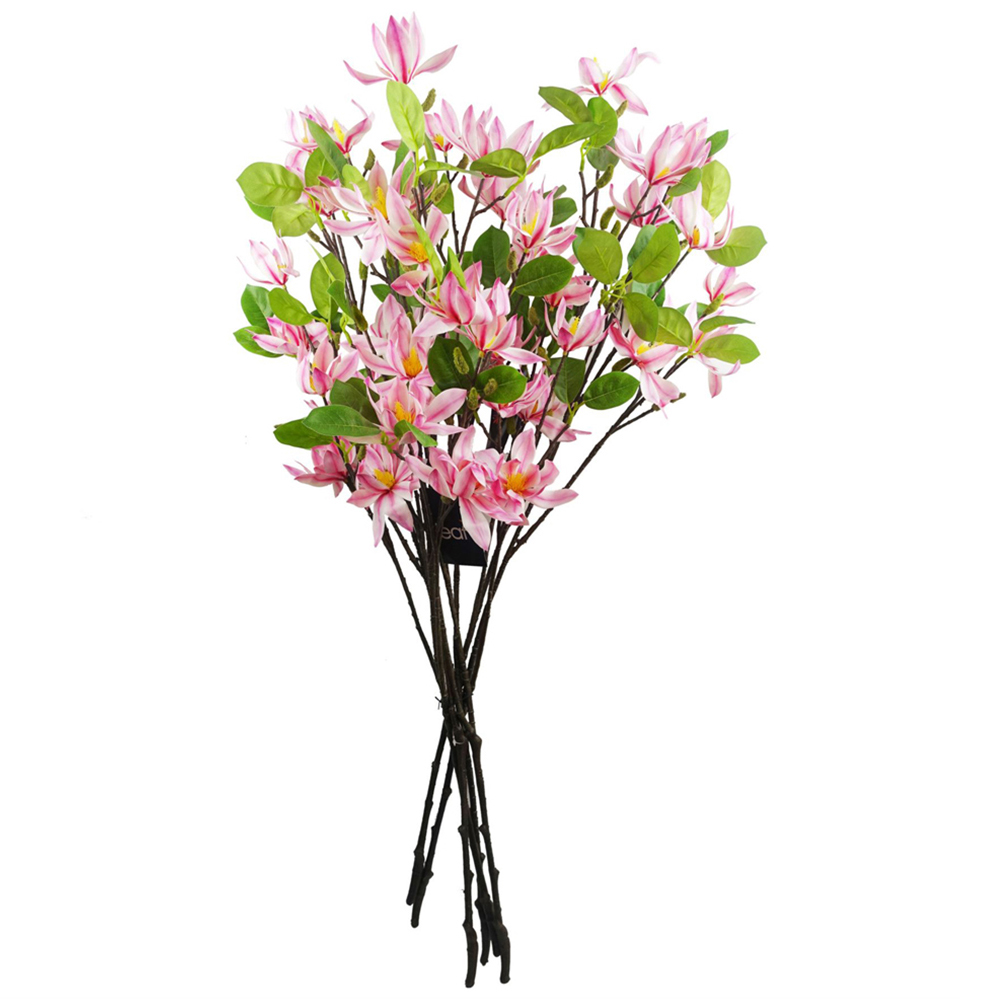 Leaf Pink Magnolia Floral Artificial Spray 6 Pack Image 1