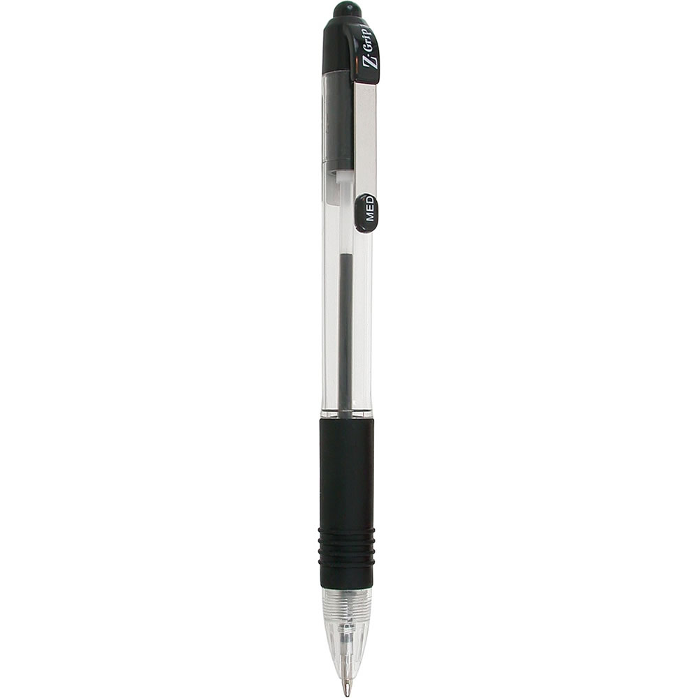 Zebra Black Medium Z-Grip Retractable Ballpoint Pen 1mm 10 pack Image 2