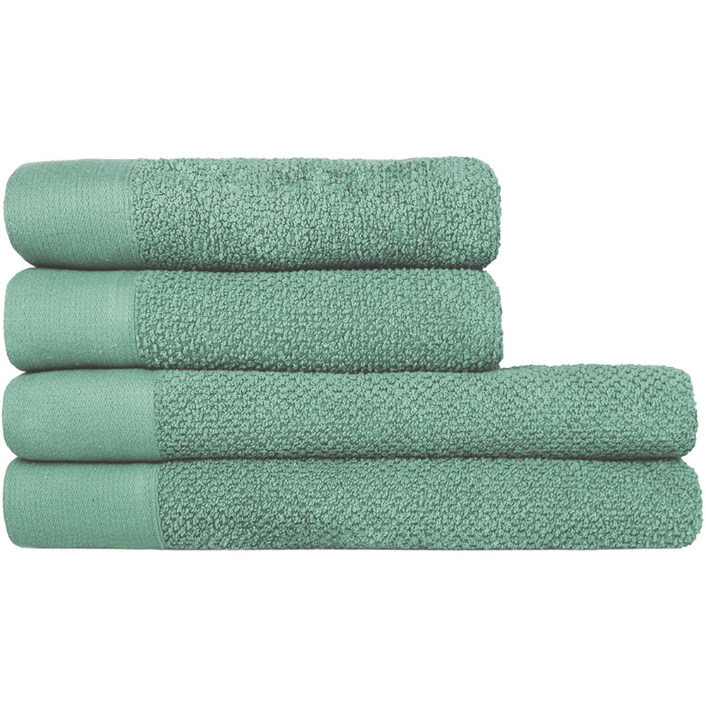 furn. Textured Cotton Smoke Green Hand and Bath Towels Set of 4 Image 1