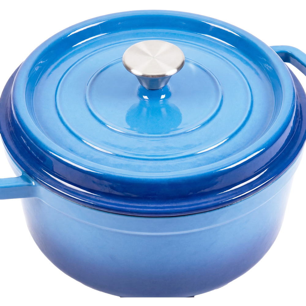 Living and Home Gradient Blue Enamelled Cast Iron Dutch Oven Pot 6L Image 3