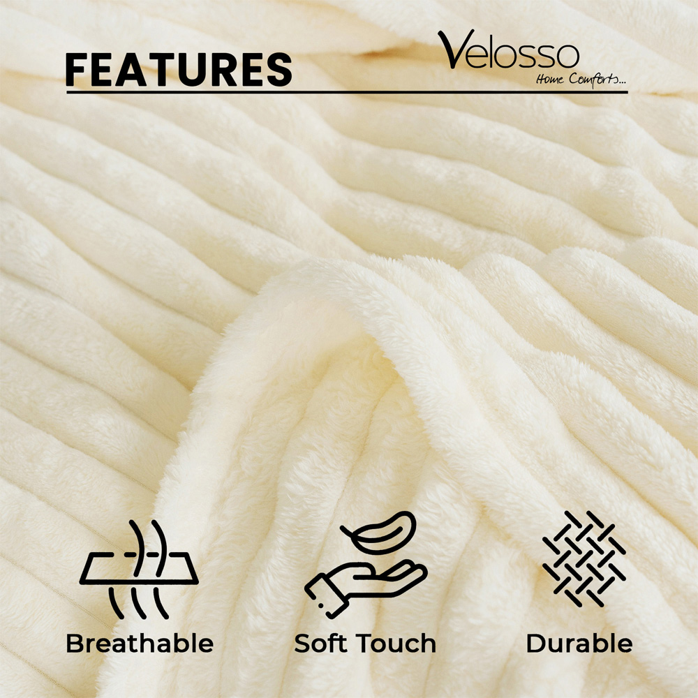 Velosso Bellissima Ivory Plush Throw 150 x 200cm Image 5
