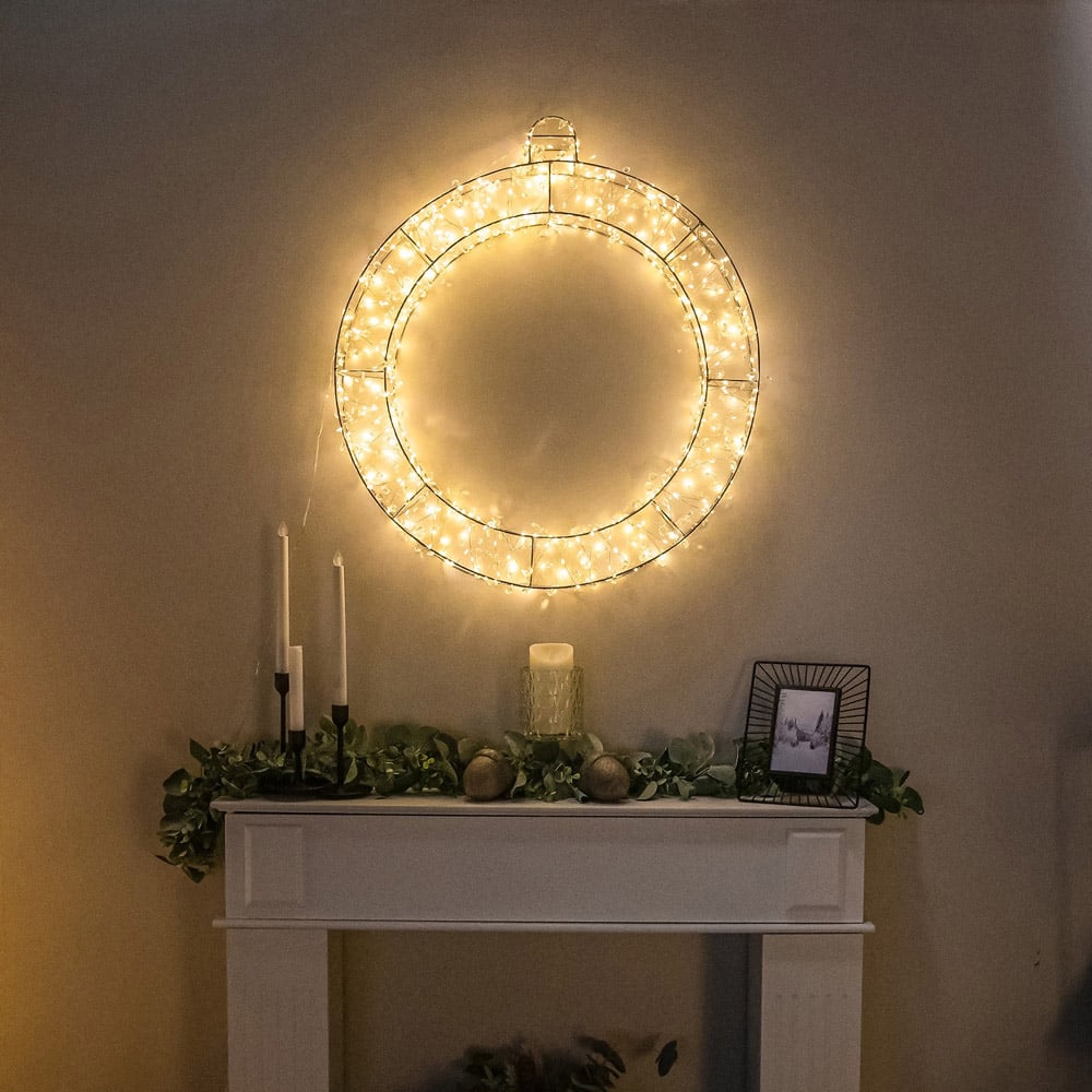 The Christmas Centre 500 Warm White LED Pre-Lit Silver Light-Up Bauble 70cm Image 7