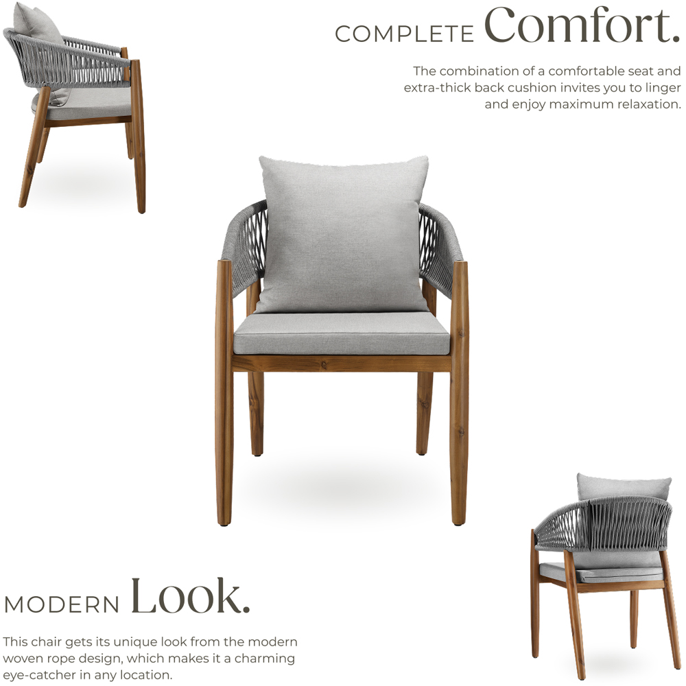 tectake Manacor Set of 2 Greige Rope Design Garden chair Image 6