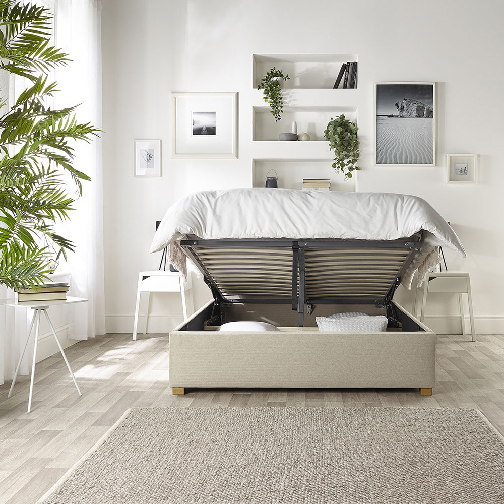 Catherine Lansfield Opulence Small Double Natural Twill Ottoman Bed Image 2