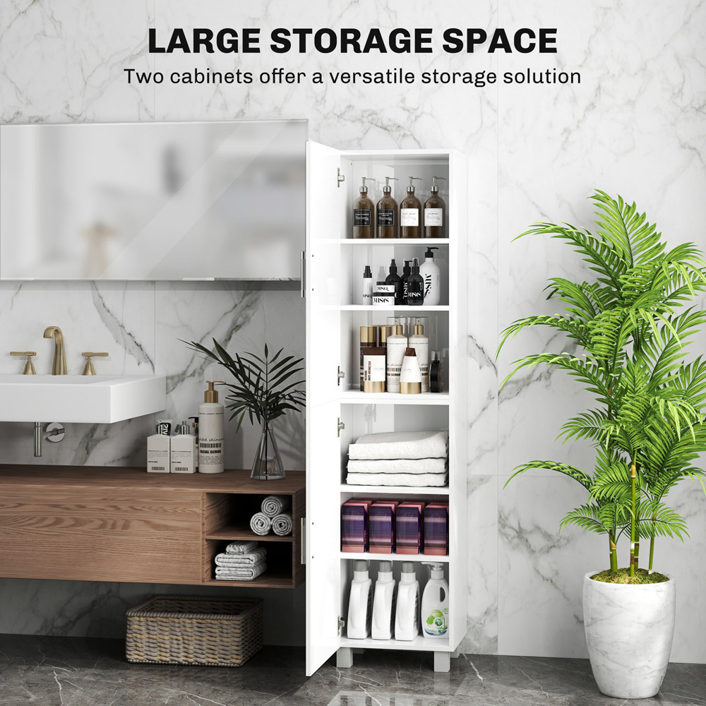 Portland 2 Door White Adjustable Shelves Tall Storage Cabinet Image 7