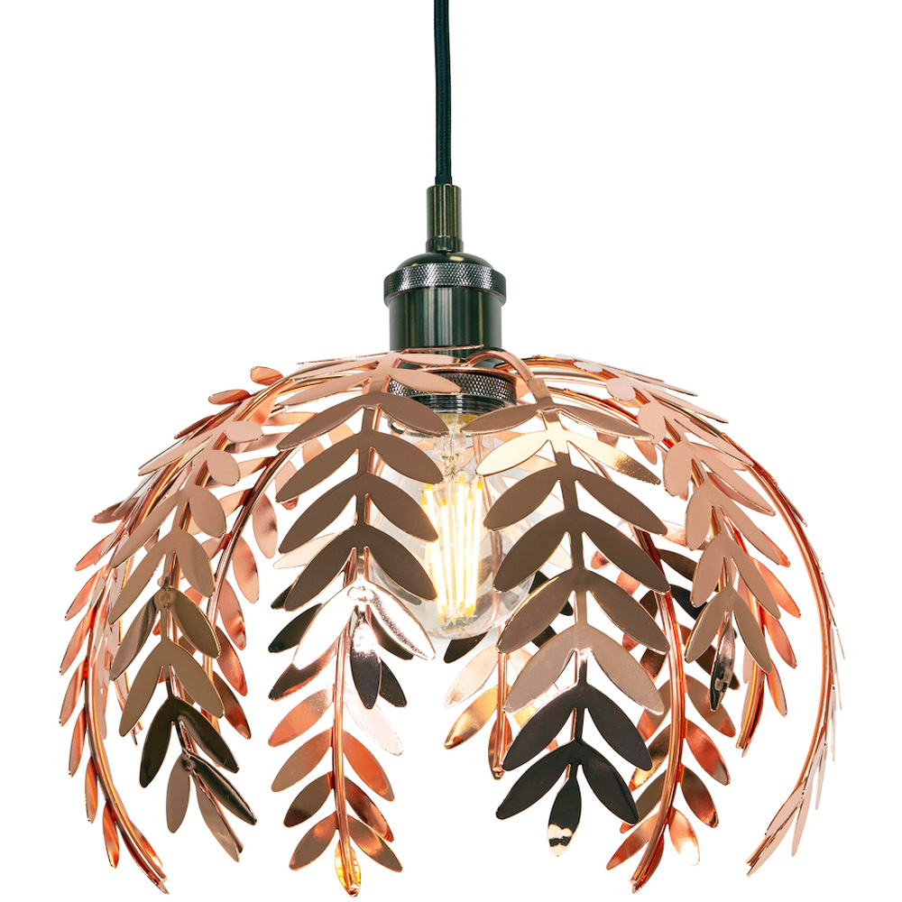 Happy Homewares Shiny Copper Fern Leaf Pendant Light Shade Image 1