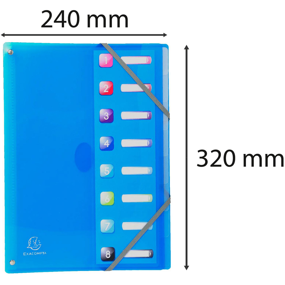 Exacompta Iderama Assorted Colours 8 Sections PP A4 Multi Part File 8 Pack Image 9