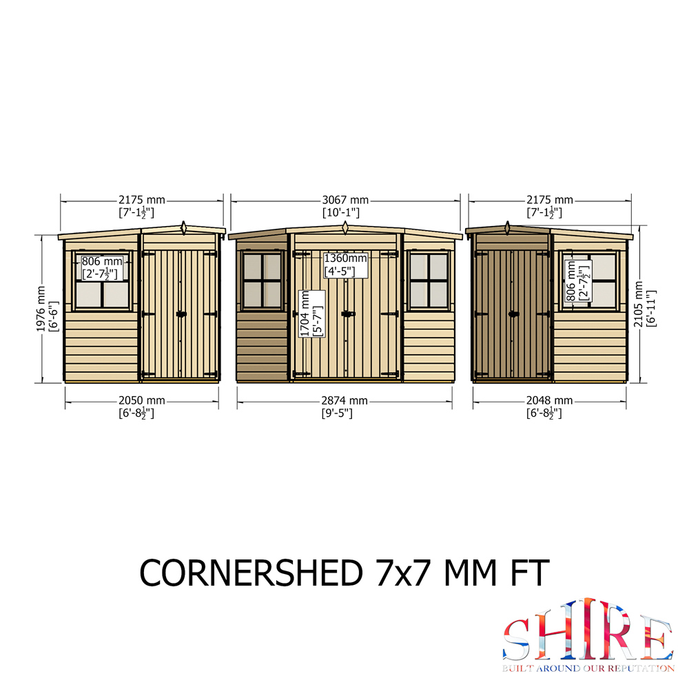 Shire 7 x 7ft Double Door Shiplap Corner Shed Image 8