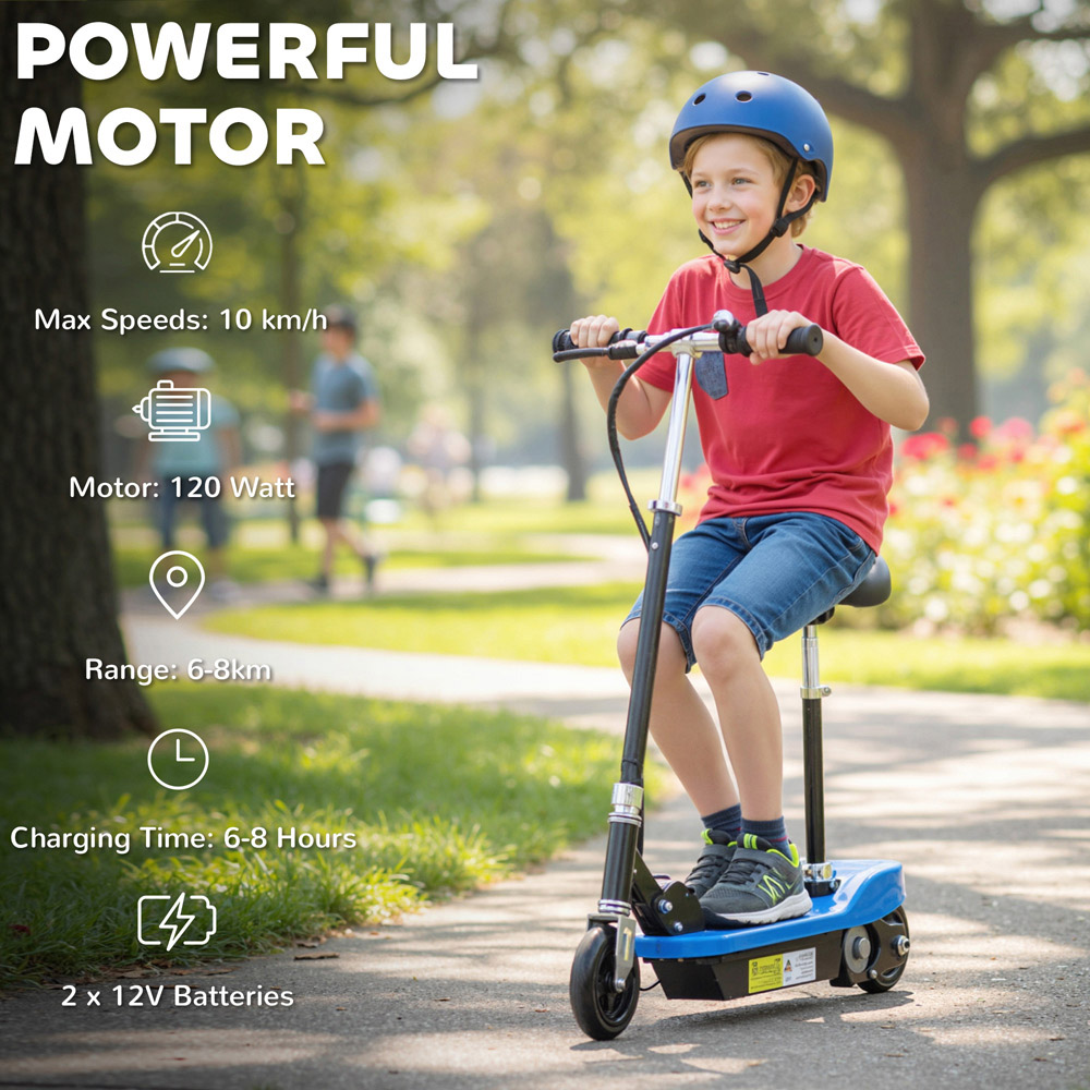 Tommy Toys Blue Foldable Powered Kick Scooter 120W Image 4