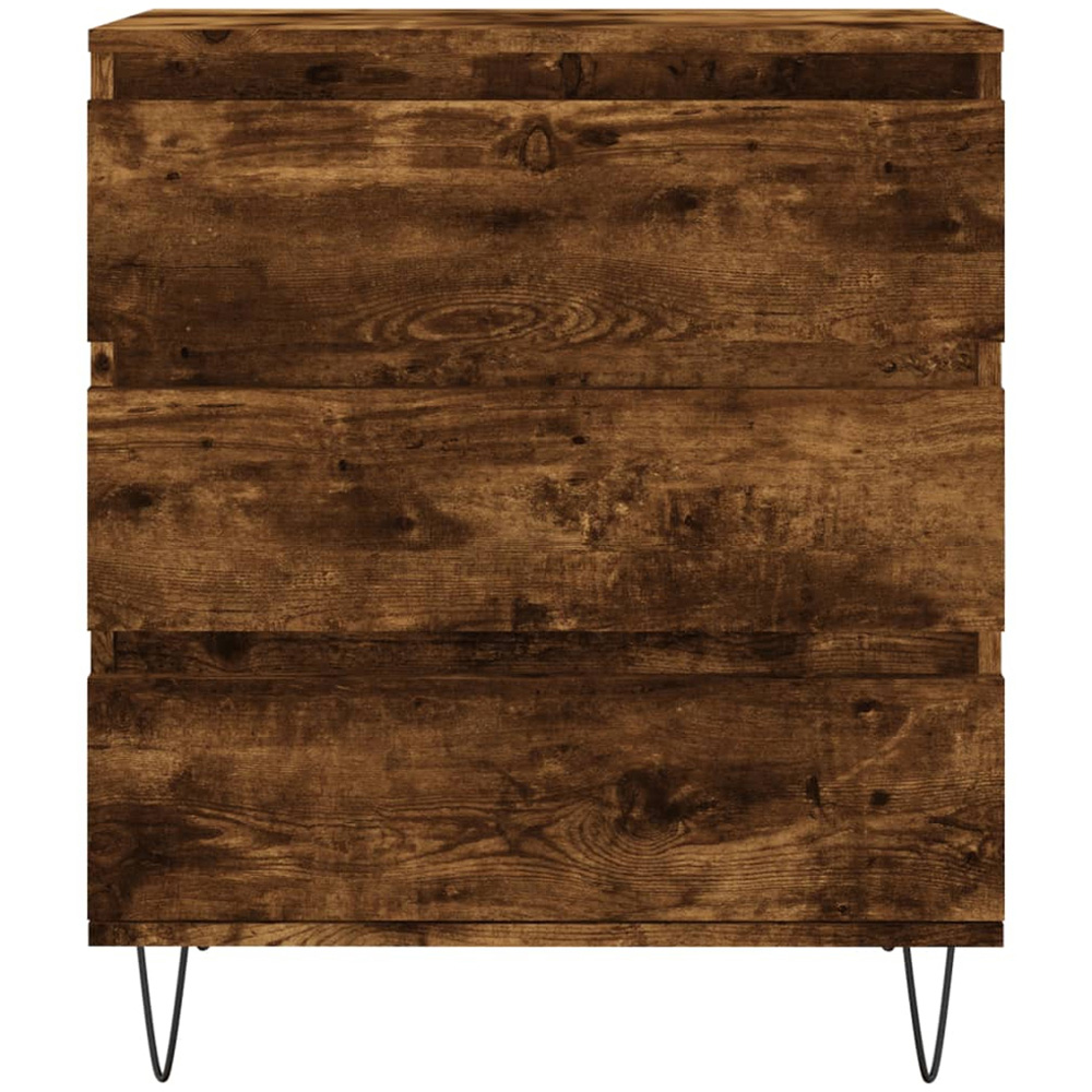 vidaXL 3 Drawer Smoked Oak Sideboard with Black Metal Legs Image 5
