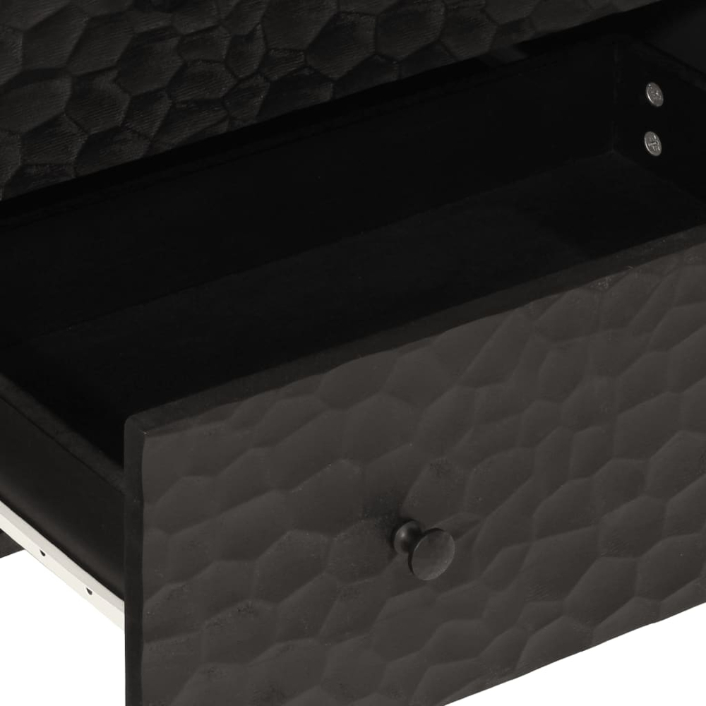 vidaXL 3 Drawer Black Solid Mango Wood Side Cabinet Image 8