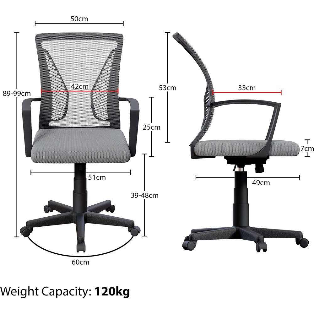 Vida Designs Airdrie Grey Mesh Office Chair Image 8