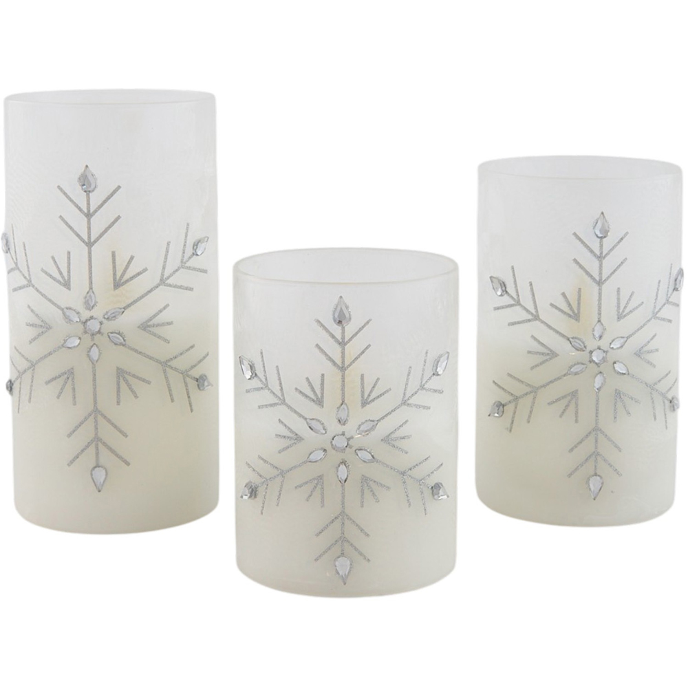 Snowflake LED Candles Set White Image 1